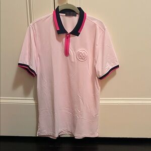 G/FORE Light Pink Polo with Navy and Pink Trim